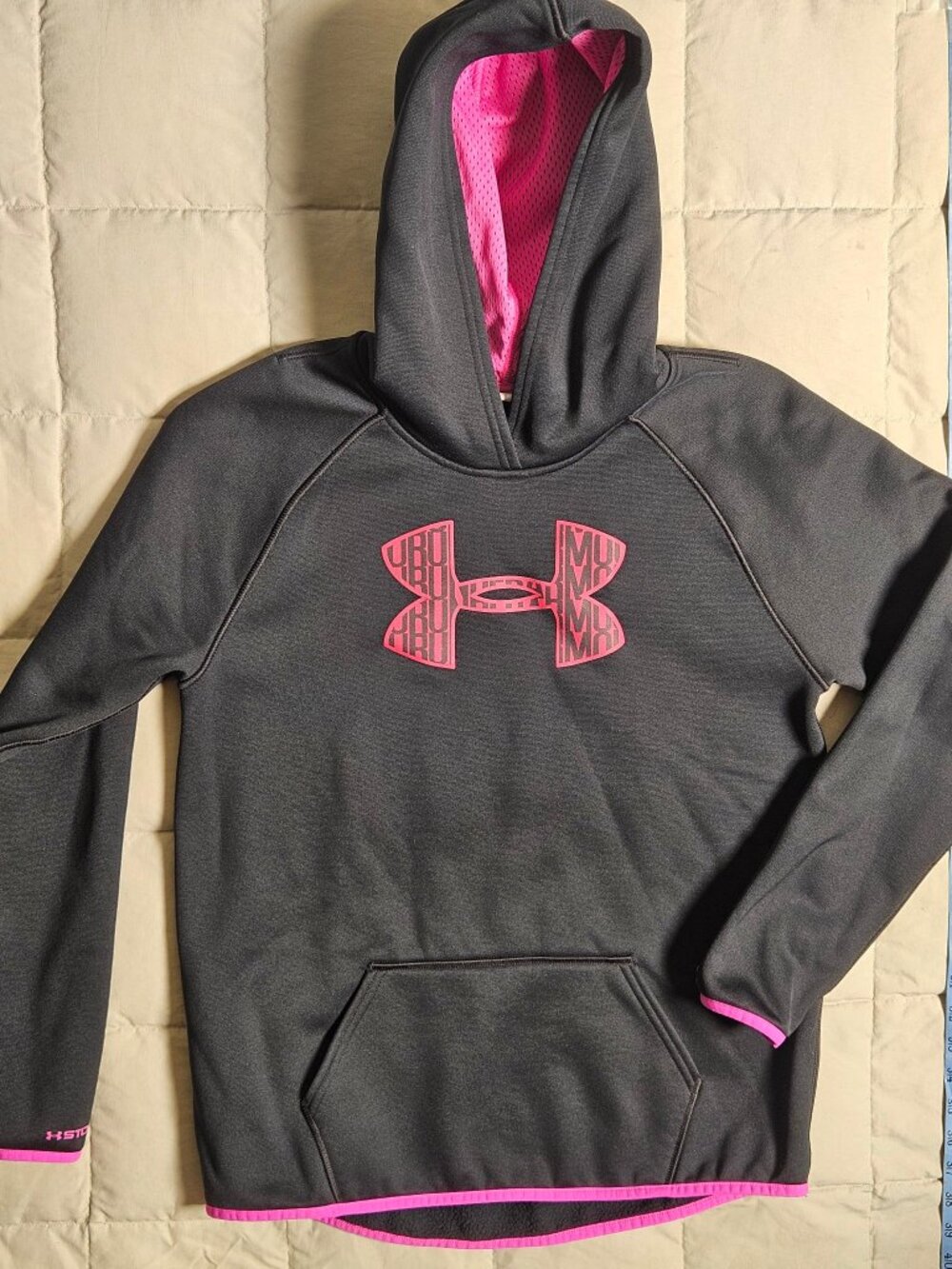 Under Armour Storm Hoodie Womens M Black Pink Pullover Fleece